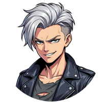 Silver hair guy with leather jacket