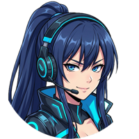 Blue hair girl with headset
